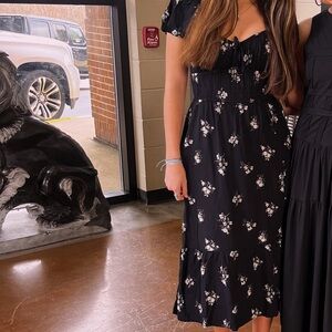 Hollister black midi floral dress